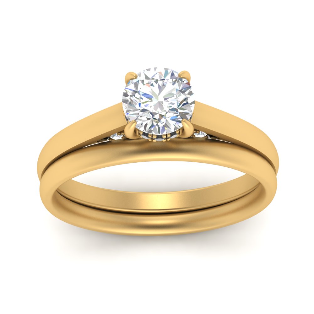 5 Carat Round Cut Secret Halo Ring Set