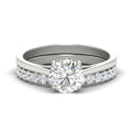 Thumbnail 74 - Round Secret Halo Lab Grown Ring with Half Eternity Band