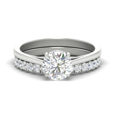 Round Secret Halo Lab Grown Ring with Half Eternity Band