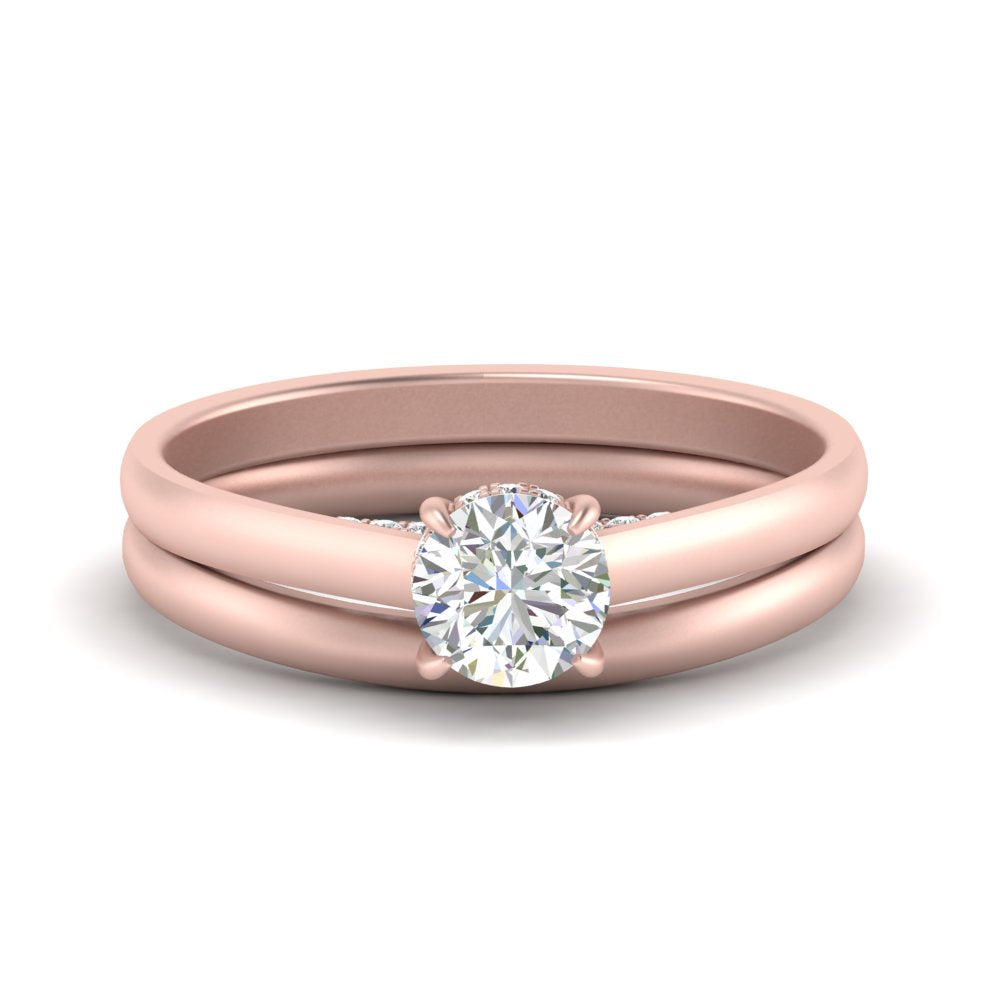 5 Carat Round Cut Secret Halo Ring Set