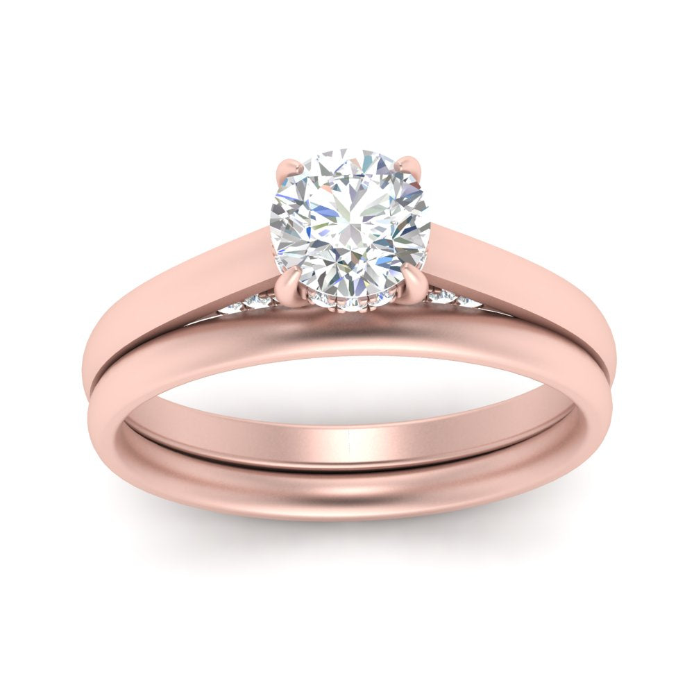 5 Carat Round Cut Secret Halo Ring Set