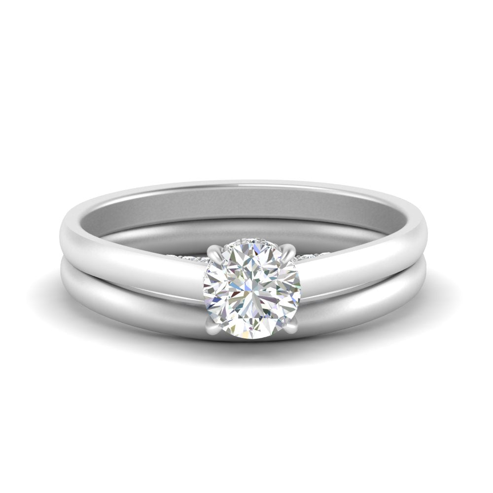 5 Carat Round Cut Secret Halo Ring Set
