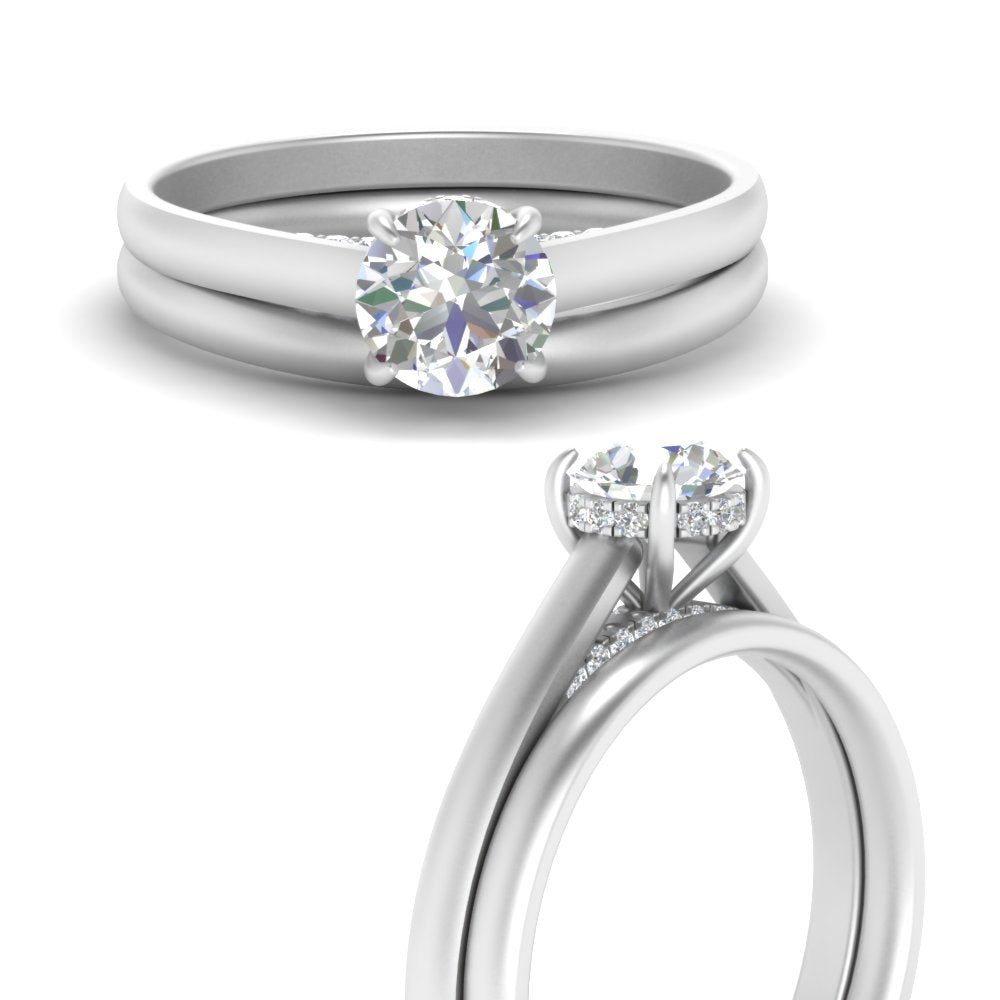 5 Carat Round Cut Secret Halo Ring Set