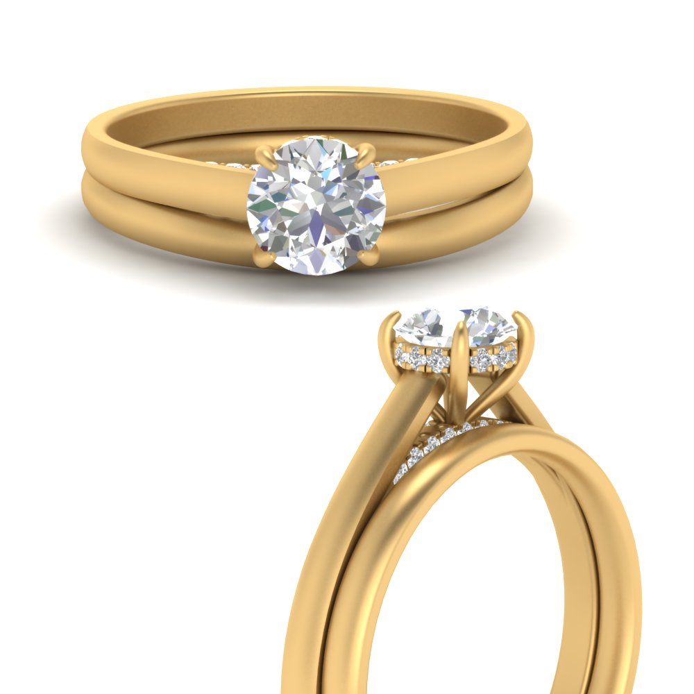 5 Carat Round Cut Secret Halo Ring Set