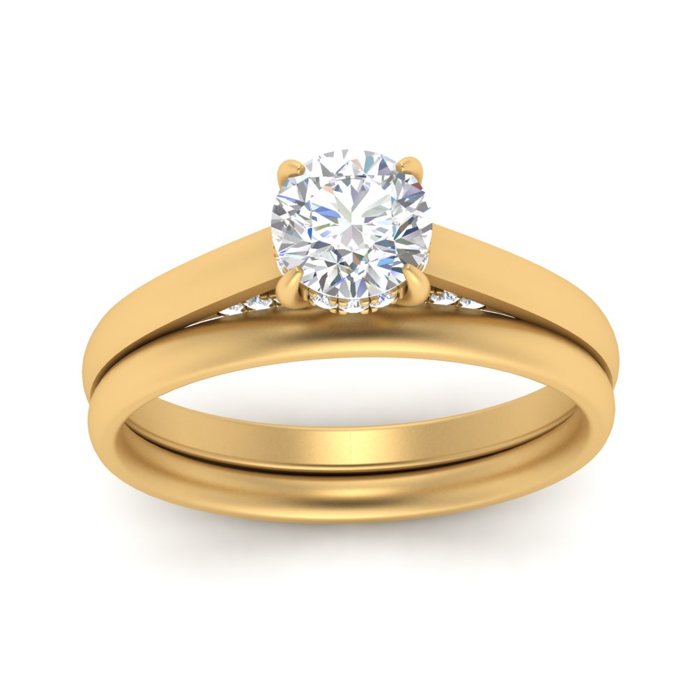 5 Carat Round Cut Secret Halo Ring Set