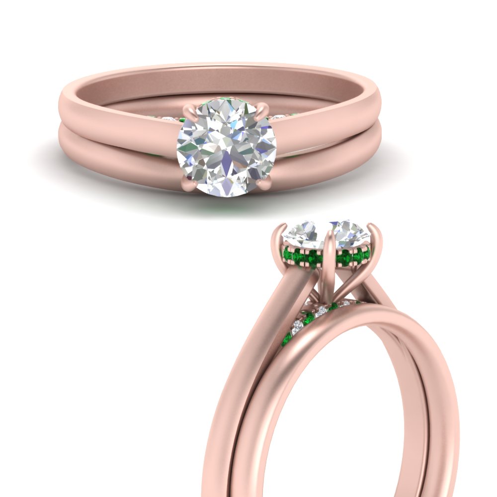 5 Carat Round Cut Secret Halo Ring Set