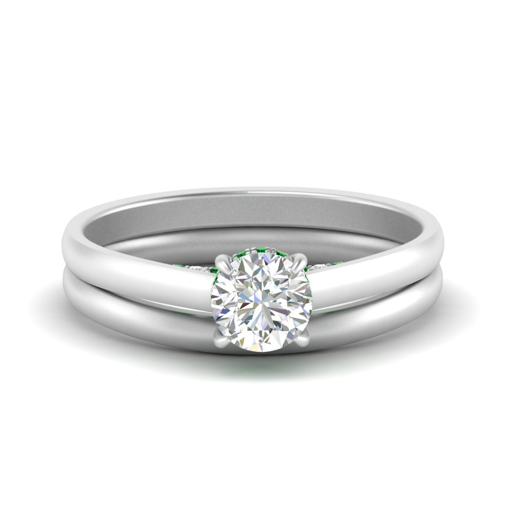 5 Carat Round Cut Secret Halo Ring Set