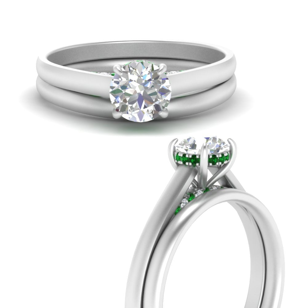 5 Carat Round Cut Secret Halo Ring Set