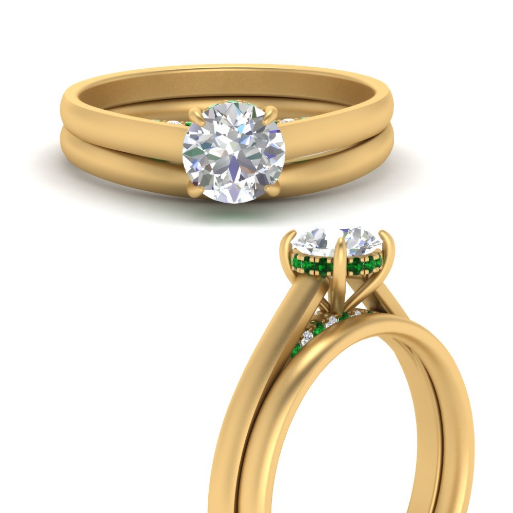 5 Carat Round Cut Secret Halo Ring Set