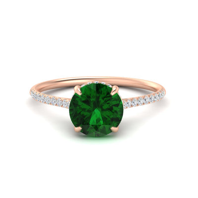 Hidden Halo Round Gemstone Engagement Ring