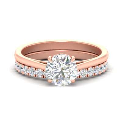 Hidden Halo Lab Round Diamond Ring With Pavé Band