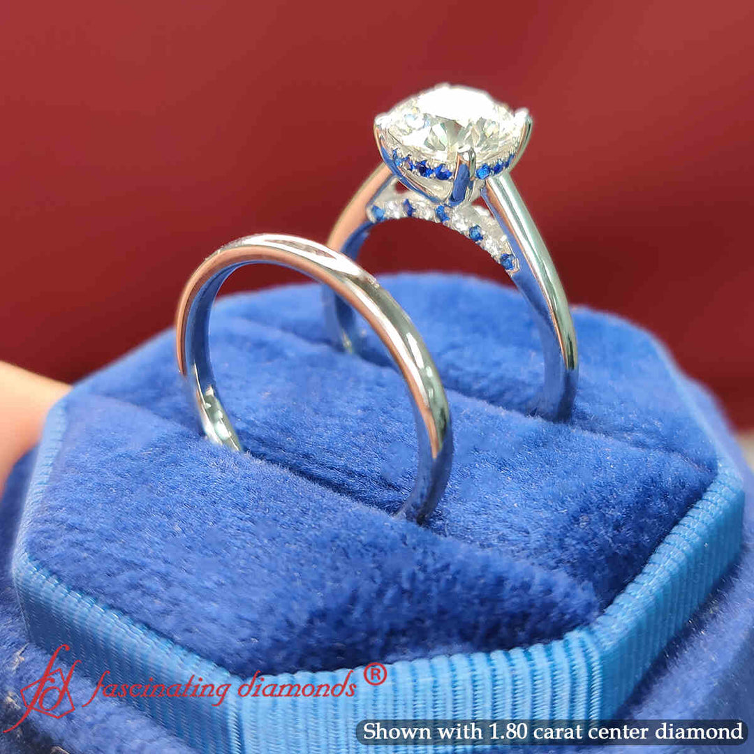 Hidden Halo Round Bridal Ring Set