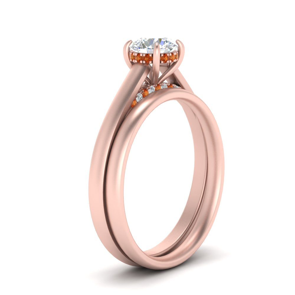 5 Carat Round Cut Secret Halo Ring Set