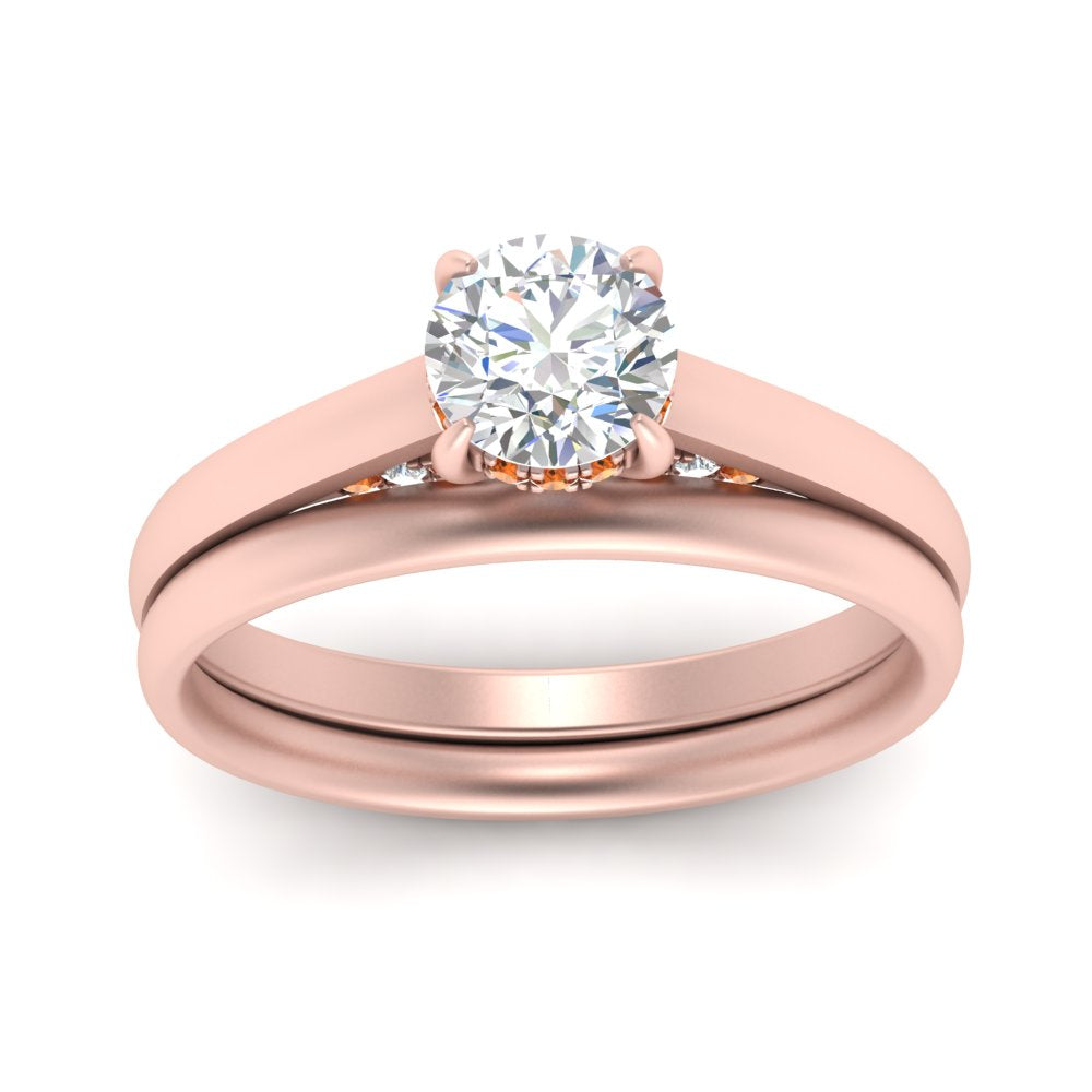 5 Carat Round Cut Secret Halo Ring Set