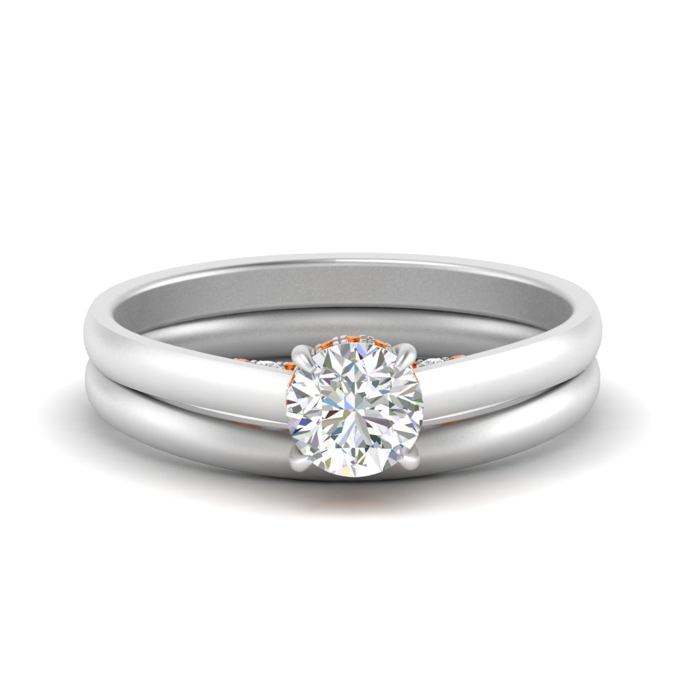 5 Carat Round Cut Secret Halo Ring Set