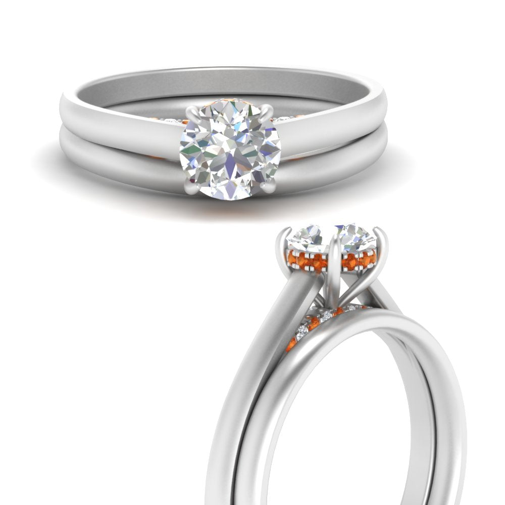 5 Carat Round Cut Secret Halo Ring Set