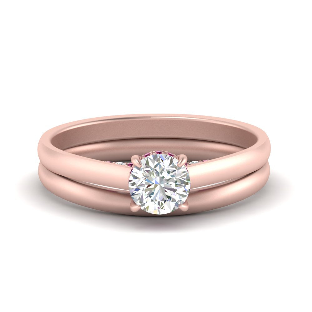 5 Carat Round Cut Secret Halo Ring Set