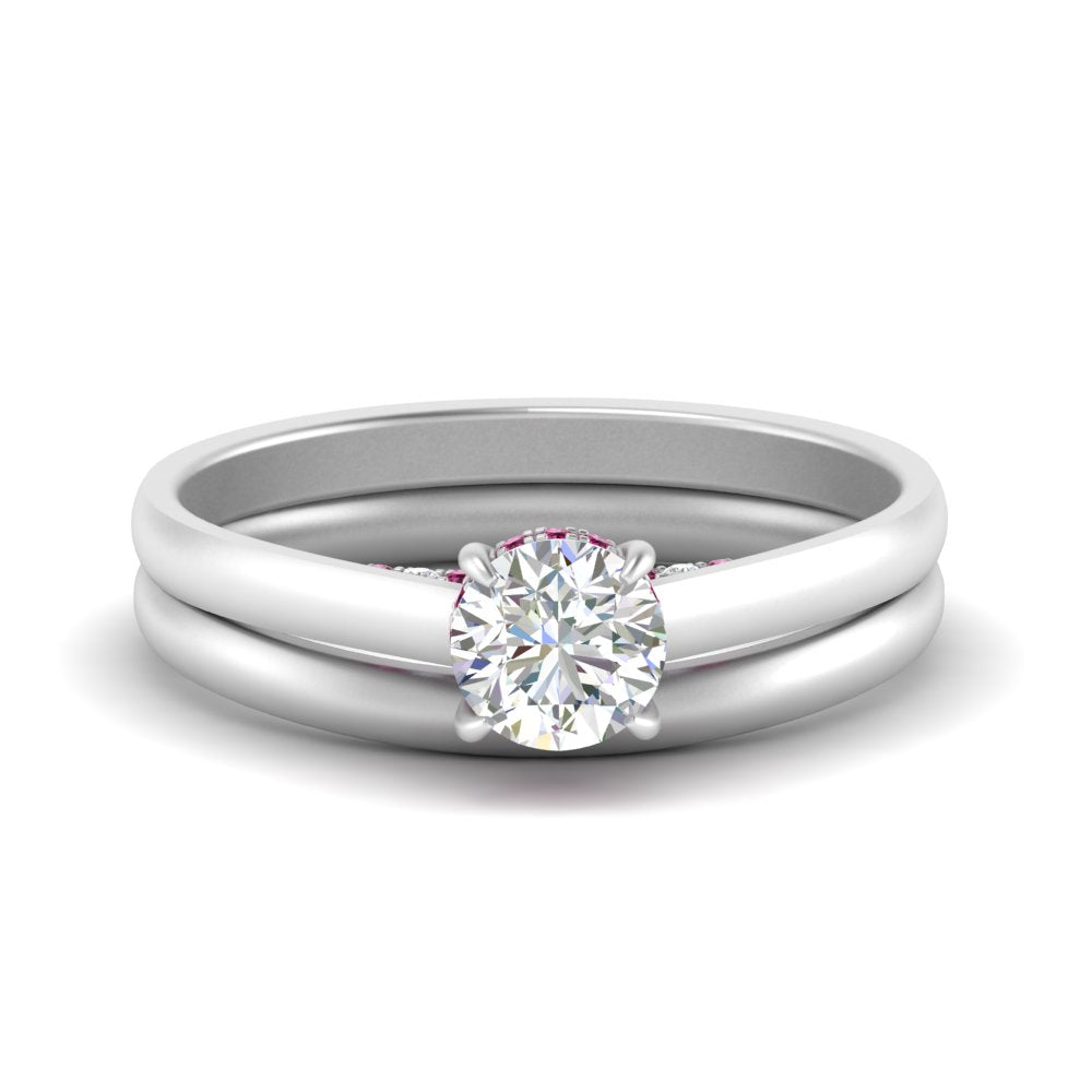 5 Carat Round Cut Secret Halo Ring Set