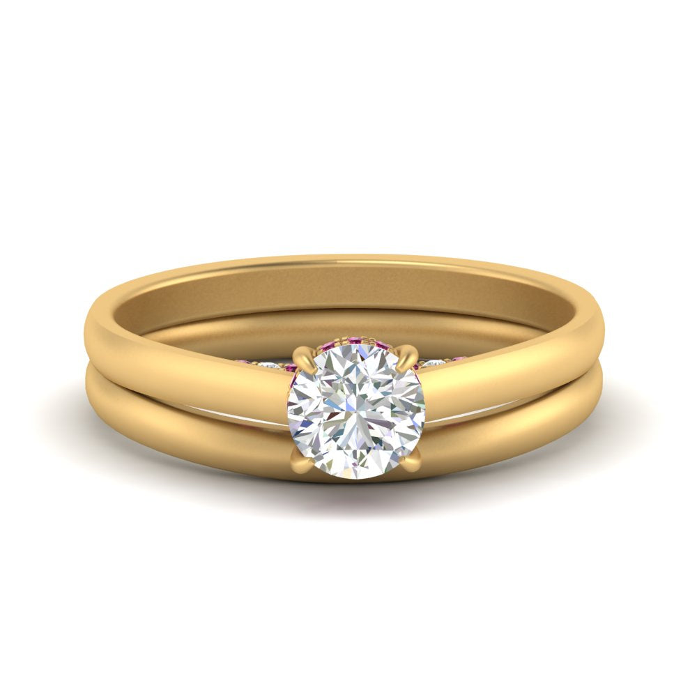 5 Carat Round Cut Secret Halo Ring Set