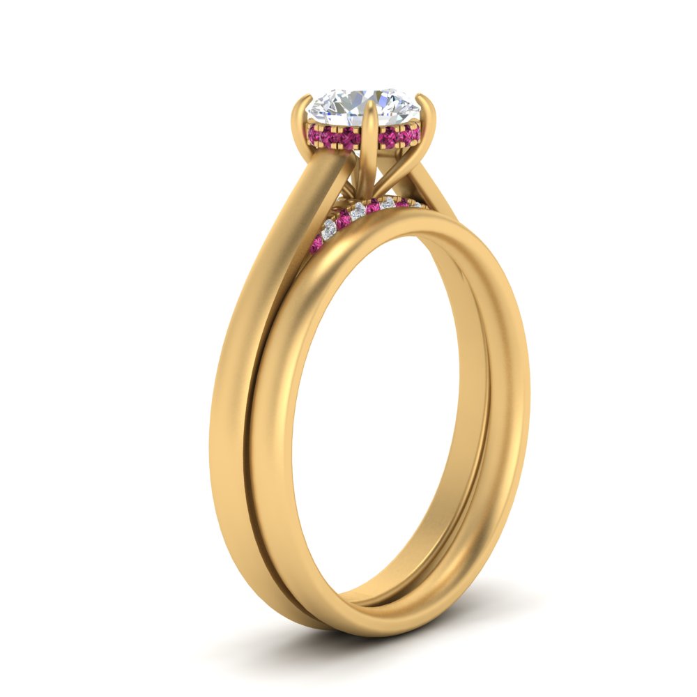 5 Carat Round Cut Secret Halo Ring Set