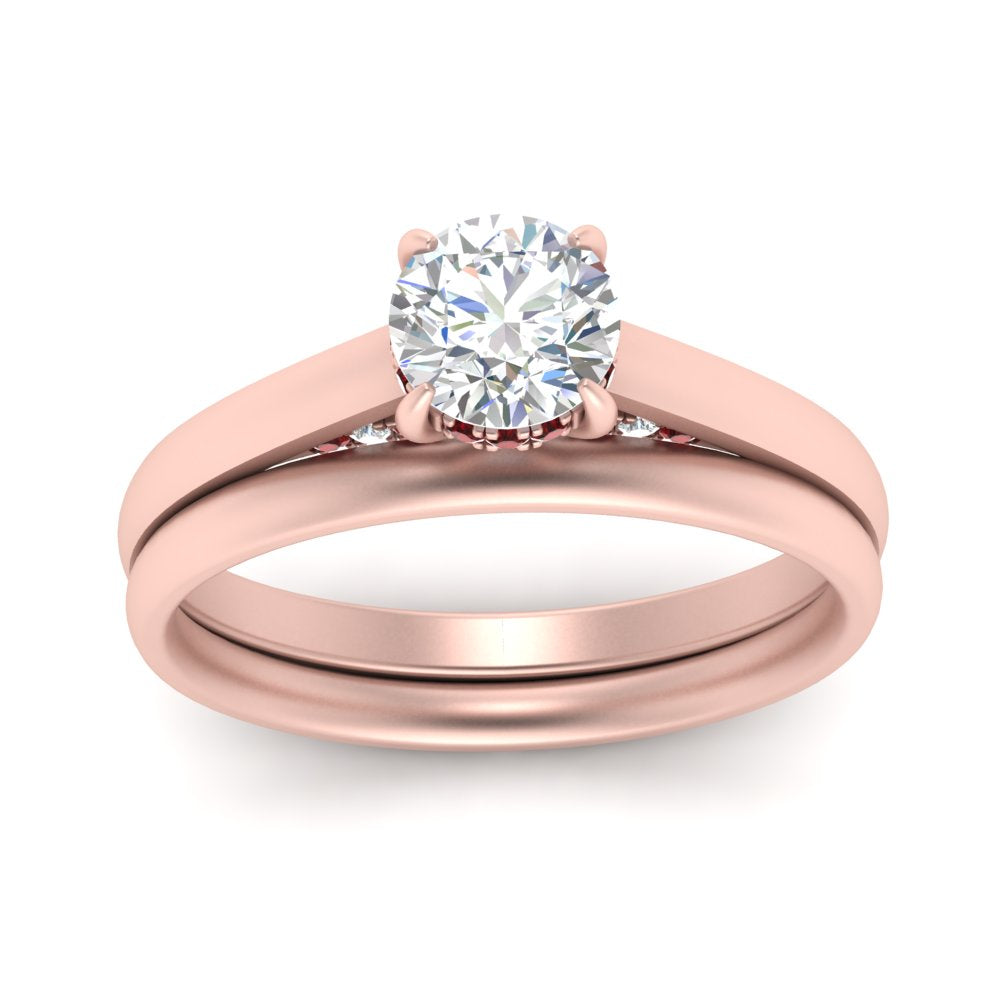 5 Carat Round Cut Secret Halo Ring Set