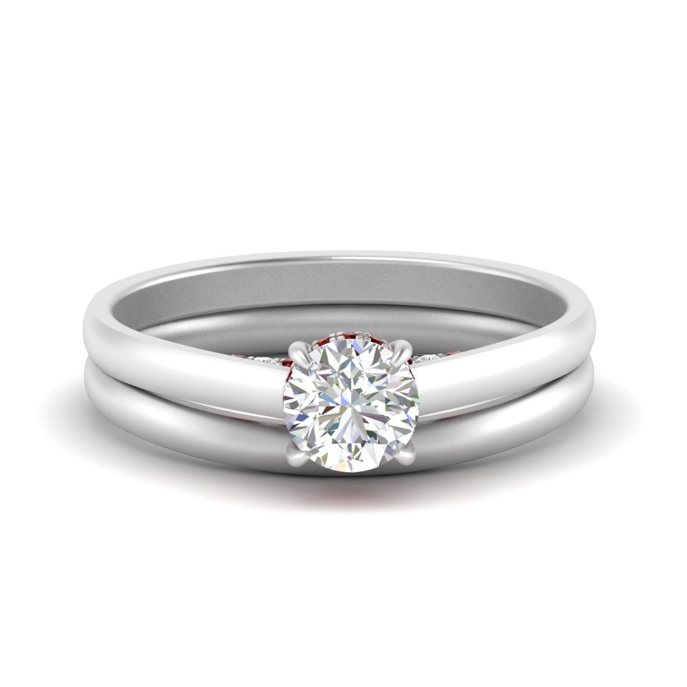 5 Carat Round Cut Secret Halo Ring Set