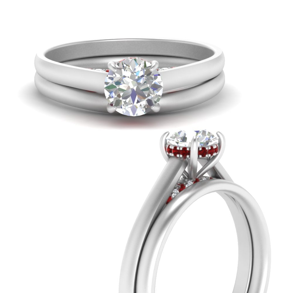 5 Carat Round Cut Secret Halo Ring Set
