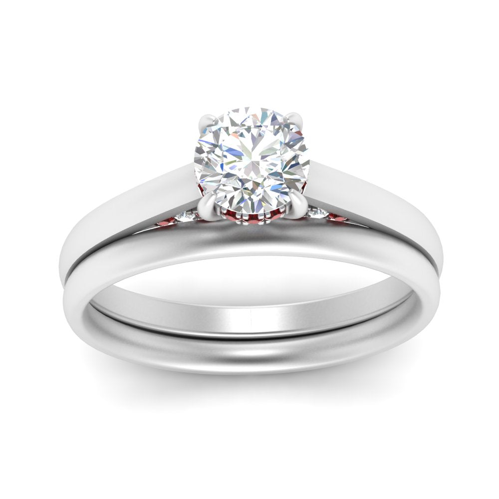 5 Carat Round Cut Secret Halo Ring Set