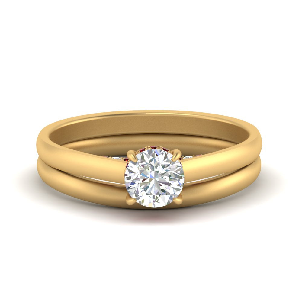 5 Carat Round Cut Secret Halo Ring Set