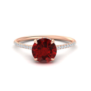 Hidden Halo Round Gemstone Engagement Ring