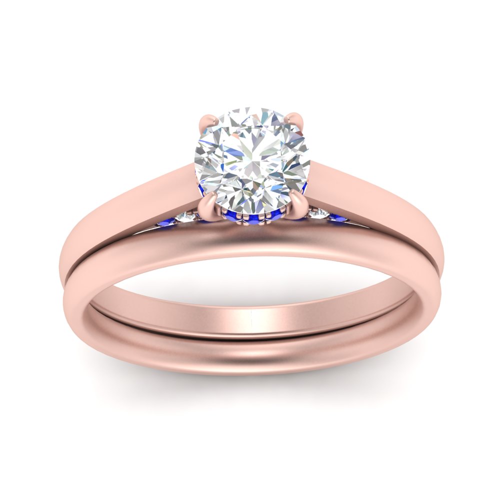 5 Carat Round Cut Secret Halo Ring Set