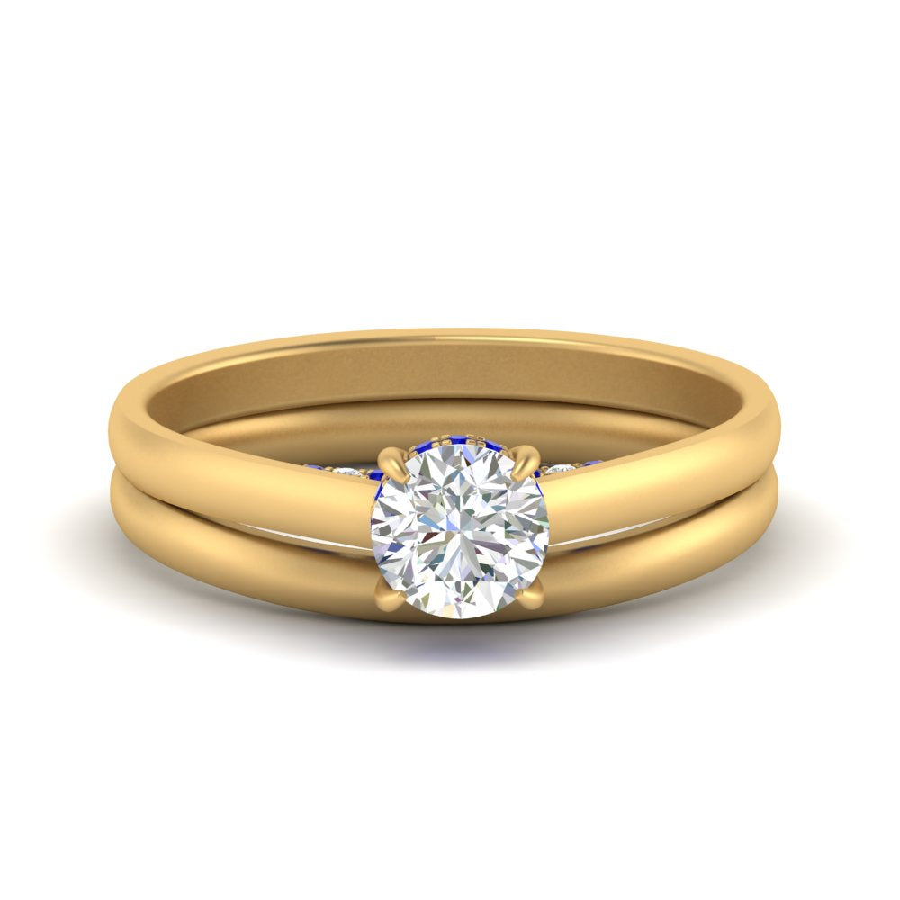 5 Carat Round Cut Secret Halo Ring Set