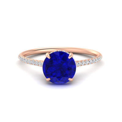 Hidden Halo Round Gemstone Engagement Ring