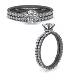 Load image into Gallery viewer, hidden-halo-round-wedding-ring-set-in-black-gold-FD9168ROANGLE3-NL-BG
