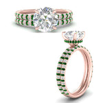 Load image into Gallery viewer, high-profile-round-hidden-emerald-wedding-set-in-FD-10060ROGEMGRANGLE3-NL-RG
