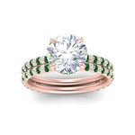 Load image into Gallery viewer, high-profile-round-hidden-emerald-wedding-set-in-FD-10060ROGEMGRANGLE3-NL-RG
