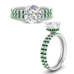 Load image into Gallery viewer, high-profile-round-hidden-emerald-wedding-set-in-FD-10060ROGEMGRANGLE3-NL-WG
