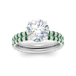 Load image into Gallery viewer, high-profile-round-hidden-emerald-wedding-set-in-FD-10060ROGEMGRANGLE3-NL-WG
