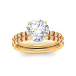 Load image into Gallery viewer, high-profile-round-hidden-orange-sapphire-wedding-set-in-FD-10060ROGSAORANGLE3-NL-YG
