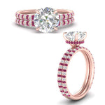 Load image into Gallery viewer, high-profile-round-hidden-pink-sapphire-wedding-set-in-FD-10060ROGSADRPIANGLE3-NL-RG
