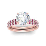 Load image into Gallery viewer, high-profile-round-hidden-pink-sapphire-wedding-set-in-FD-10060ROGSADRPIANGLE3-NL-RG
