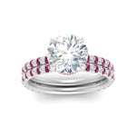 Load image into Gallery viewer, high-profile-round-hidden-pink-sapphire-wedding-set-in-FD-10060ROGSADRPIANGLE3-NL-WG
