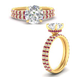 Load image into Gallery viewer, high-profile-round-hidden-pink-sapphire-wedding-set-in-FD-10060ROGSADRPIANGLE3-NL-YG
