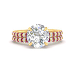 Load image into Gallery viewer, high-profile-round-hidden-pink-sapphire-wedding-set-in-FD-10060ROGSADRPIANGLE3-NL-YG
