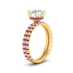 Load image into Gallery viewer, high-profile-round-hidden-pink-sapphire-wedding-set-in-FD-10060ROGSADRPIANGLE3-NL-YG
