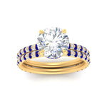 Load image into Gallery viewer, high-profile-round-hidden-sapphire-wedding-set-in-FD-10060ROGSABLANGLE3-NL-YG
