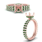 Load image into Gallery viewer, high-profile-semi-mount-hidden-emerald-wedding-set-in-FD10060SMGEMGRANGLE3-NL-RG
