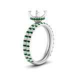 Load image into Gallery viewer, high-profile-semi-mount-hidden-emerald-wedding-set-in-FD10060SMGEMGRANGLE3-NL-WG
