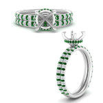 Load image into Gallery viewer, high-profile-semi-mount-hidden-emerald-wedding-set-in-FD10060SMGEMGRANGLE3-NL-WG
