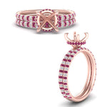 Load image into Gallery viewer, high-profile-semi-mount-hidden-pink-sapphire-wedding-set-in-FD10060SMGSADRPIANGLE3-NL-RG
